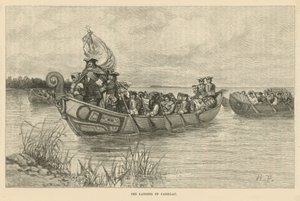 De landing van Cadillac door Howard Pyle